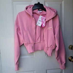 Zara cropped zip hoodie🩷